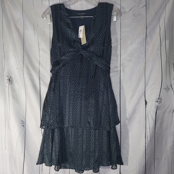 Banana Republic Pleated Tiered Sleeveless Polka Dot Dress NWT - Picture 1 of 16